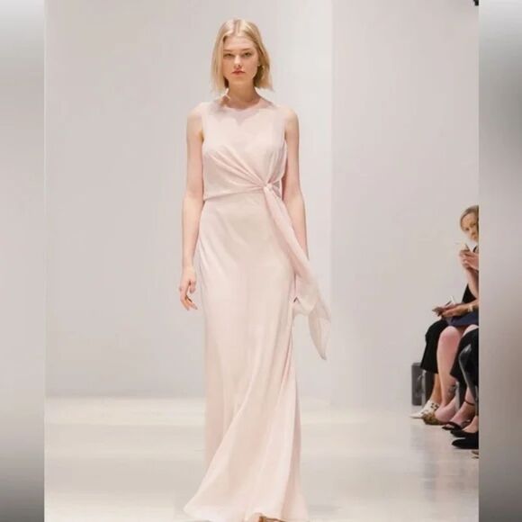 NWT Jenny Yoo Paltrow Gown Soft Blush Pink Luxe Ciffon Size 12 - Picture 1 of 14